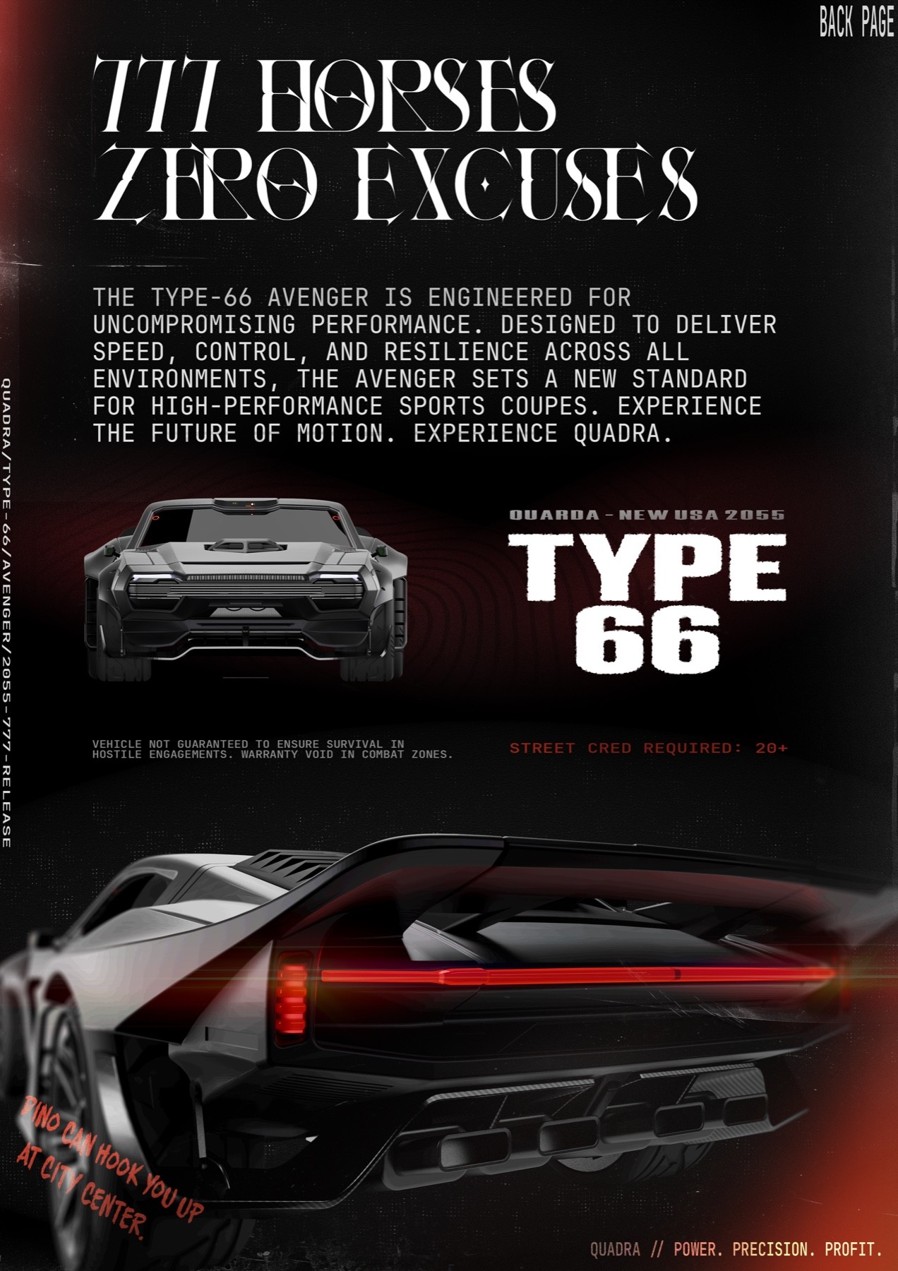 Type 66 specification spread with in-world magazine styling