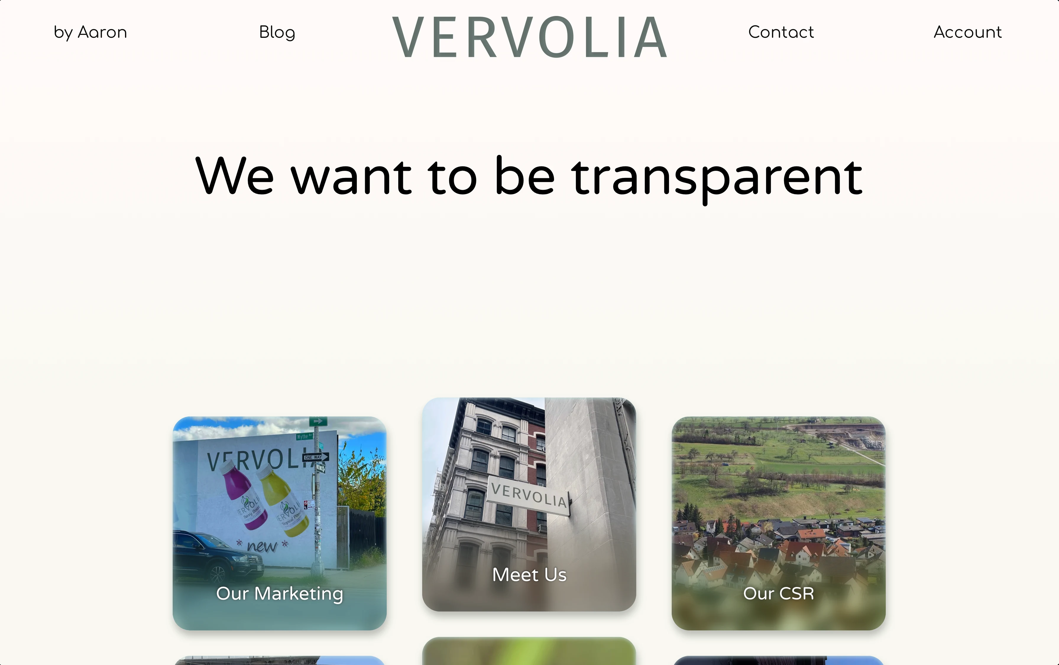 VERVOLIA business pages for marketing, company information, and corporate responsibility